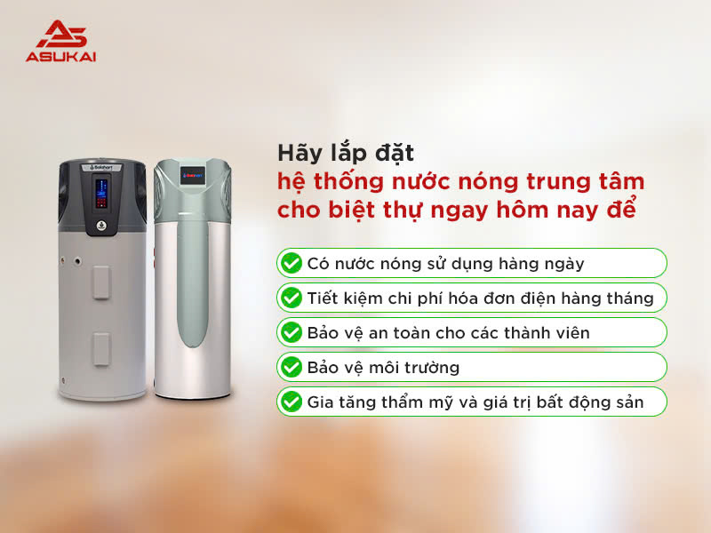 hệ thống nước nóng trung tâm cho biệt thự