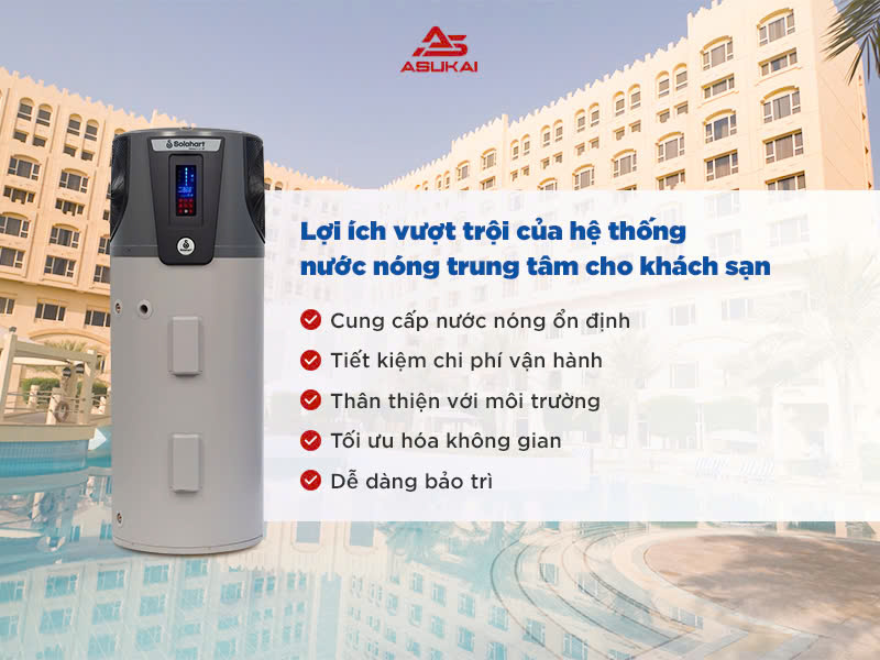 Nước nóng trung tâm cho khách sạn: Tiết kiệm chi phí và vận hành hiệu quả